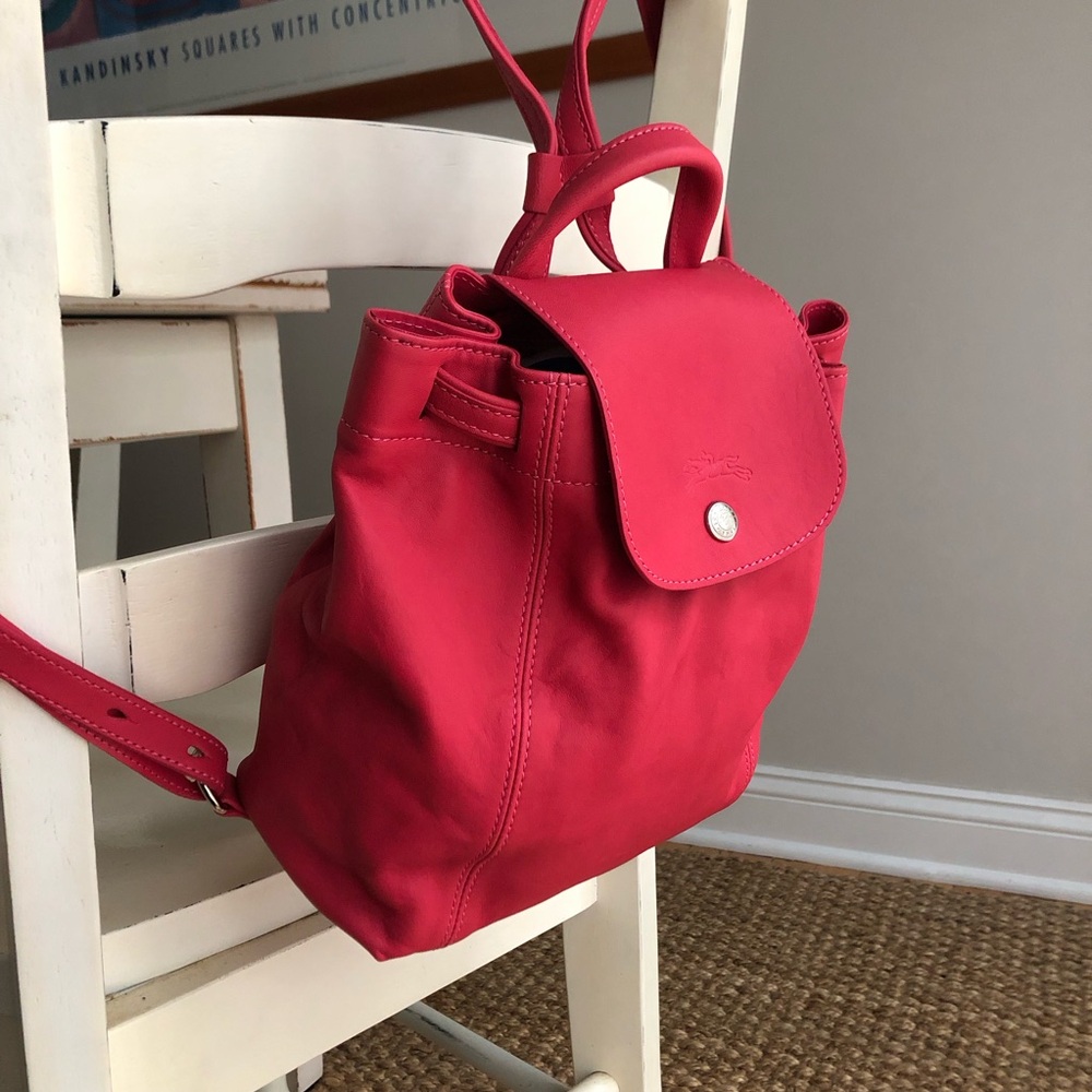 New: Longchamp Leather Le Pliage Cuir Mini Backpack